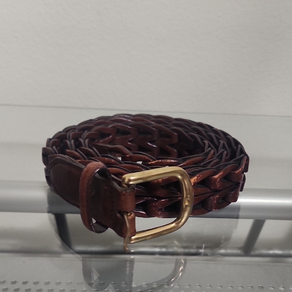 Brighton Other - Brighton Brown Braided Leather Belt Gold Buckle Classic